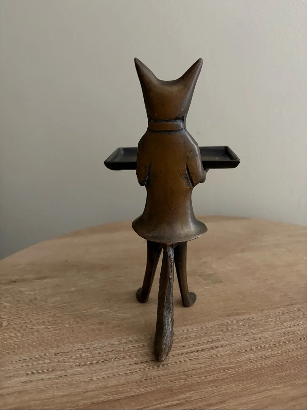 Vintage Brass Fox Butler Business Card Holder